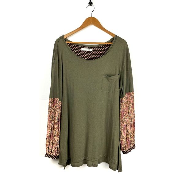 Free People Jade Peasant Sleeve Green Boho Large - Picture 4 of 12